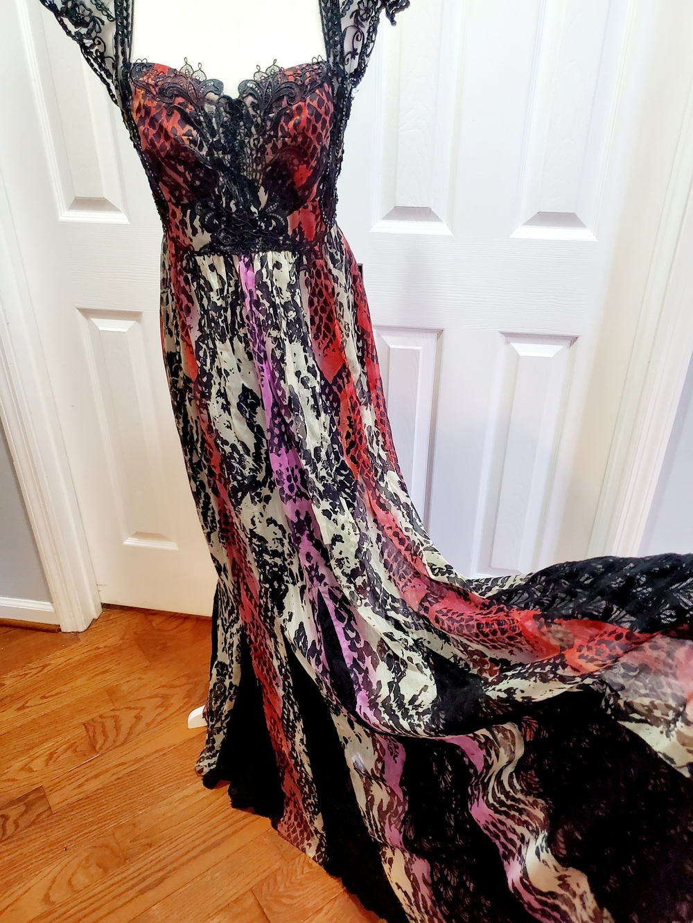 Free People Lace Maxi Dress Boho Open Back Festival Whimsigoth Fairy Size 8 - Picture 8 of 15
